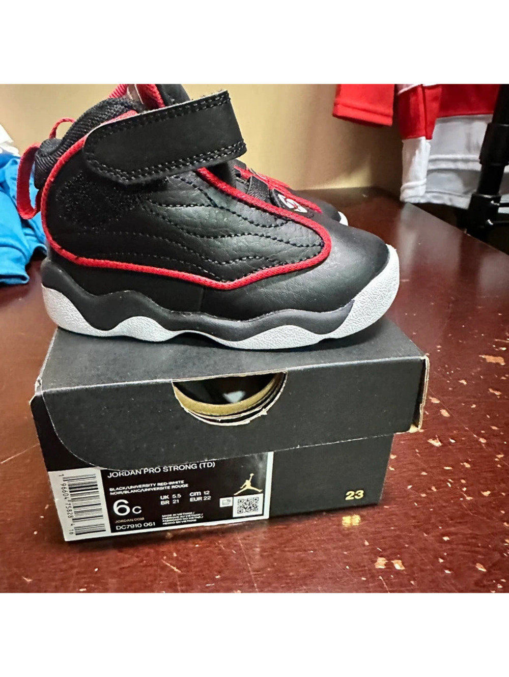 Nike Air Jordan Pro Strong Shoes Sneakers TD Little Kids 6C Black/Red DC7910 061